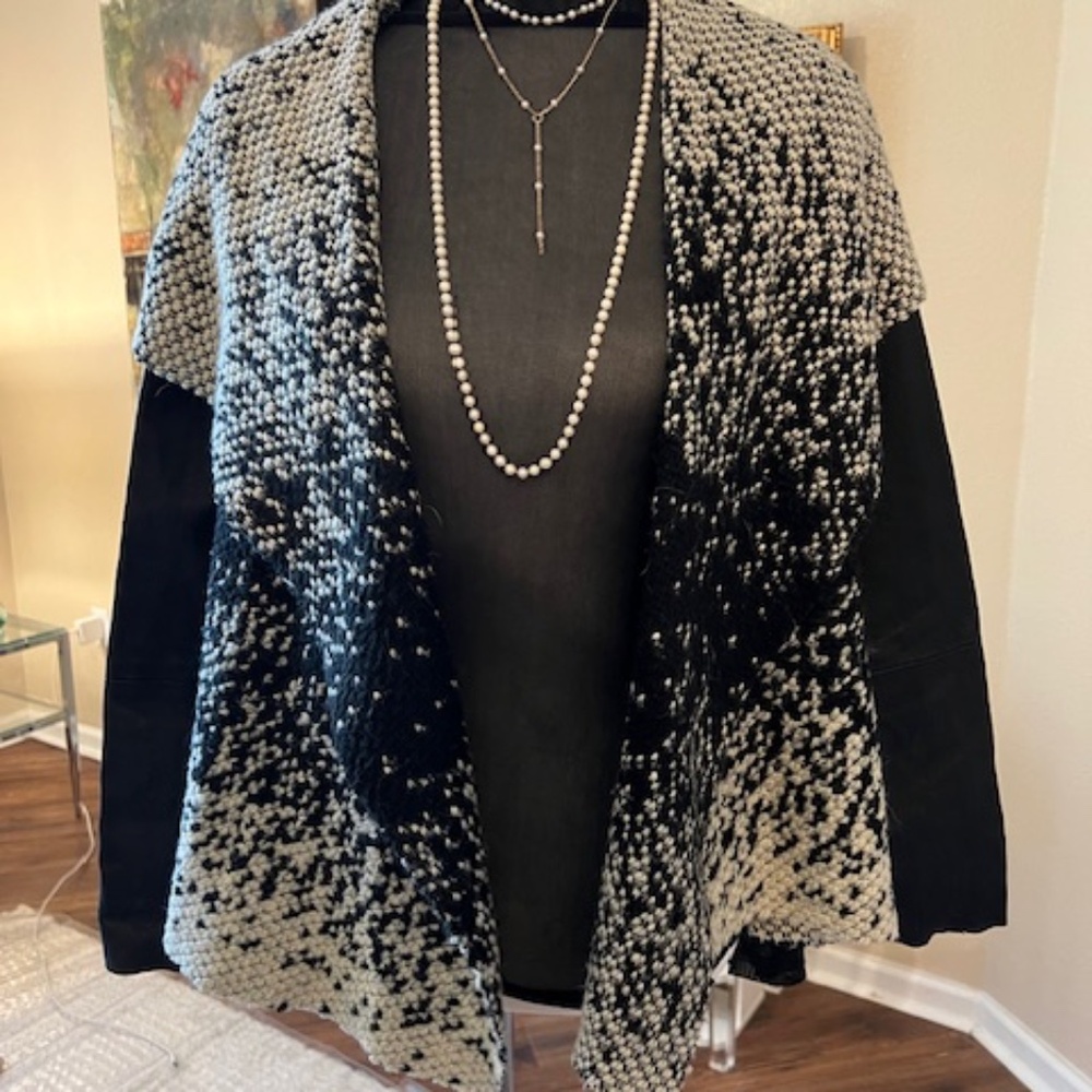 Dolce Vita hooded sweater with faux leather sleeves